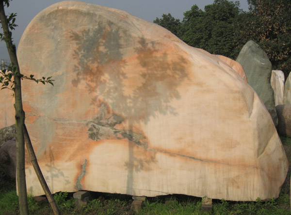 晚霞红景观石017